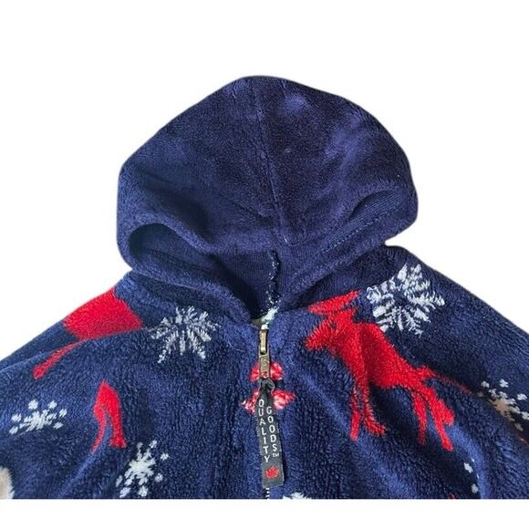 Vtg Quality Goods Canada Blue Moose Polar Bear Plush Fleece Bunting Snowsuit 24M - Picture 3 of 9